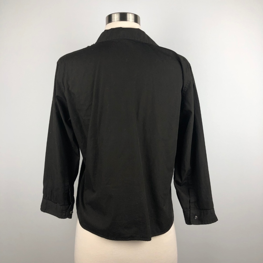 Calvin Klein Brown Ruffled Cropped Shirt Top - Picture 3 of 7